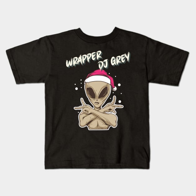 Wrapper DJ Grey Alien I Believe Design Kids T-Shirt by OldTony